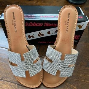 Rock & Candy Silver And Rhinestone Sandals